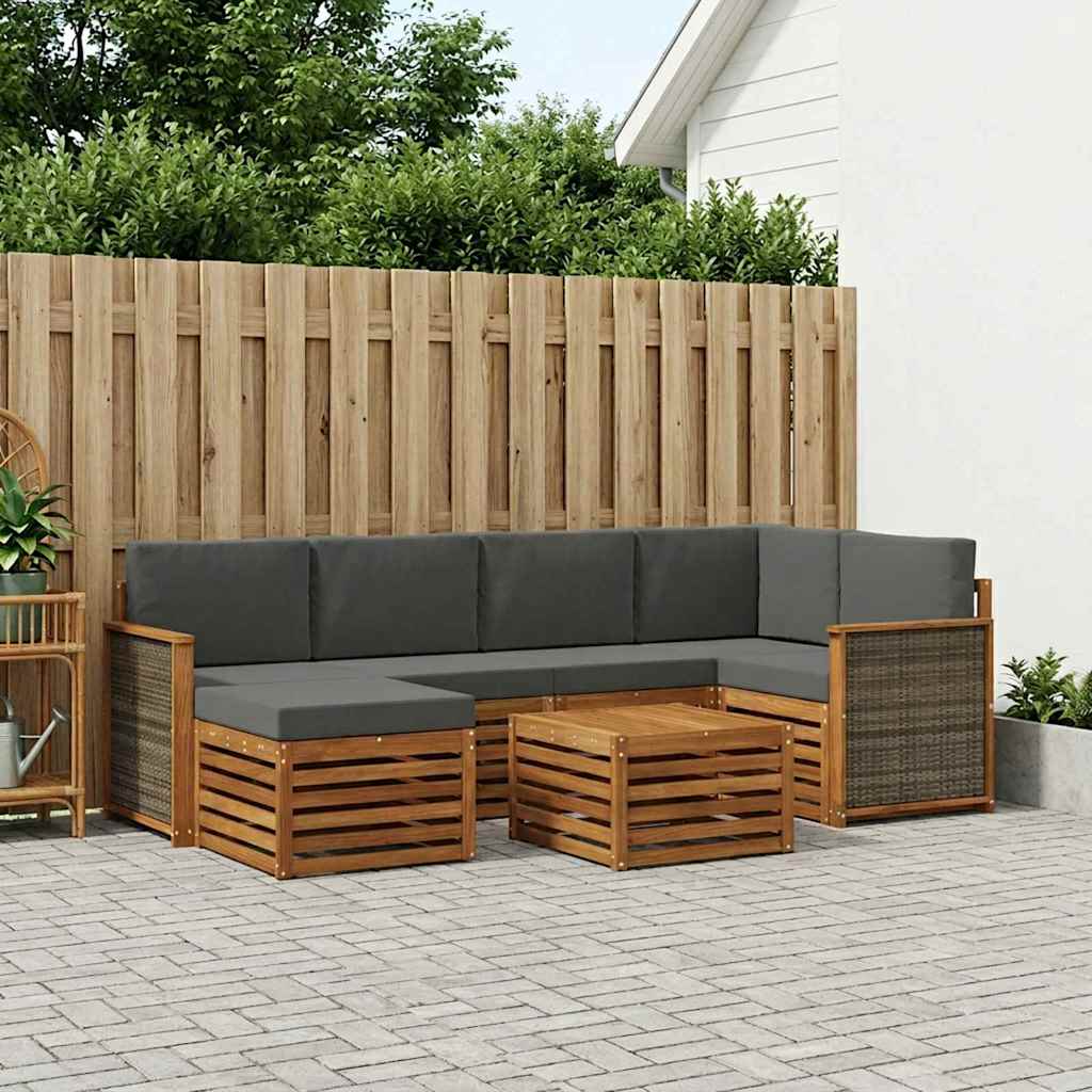 vidaXL Zestaw sofy narożnej z poduszką 6 pcs Naturalny i Antracytowy