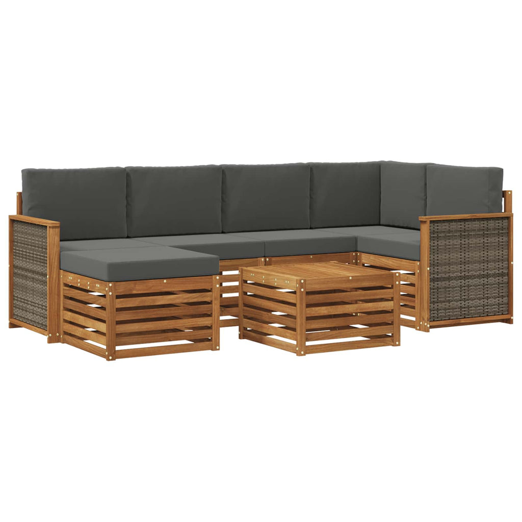 vidaXL Zestaw sofy narożnej z poduszką 6 pcs Naturalny i Antracytowy