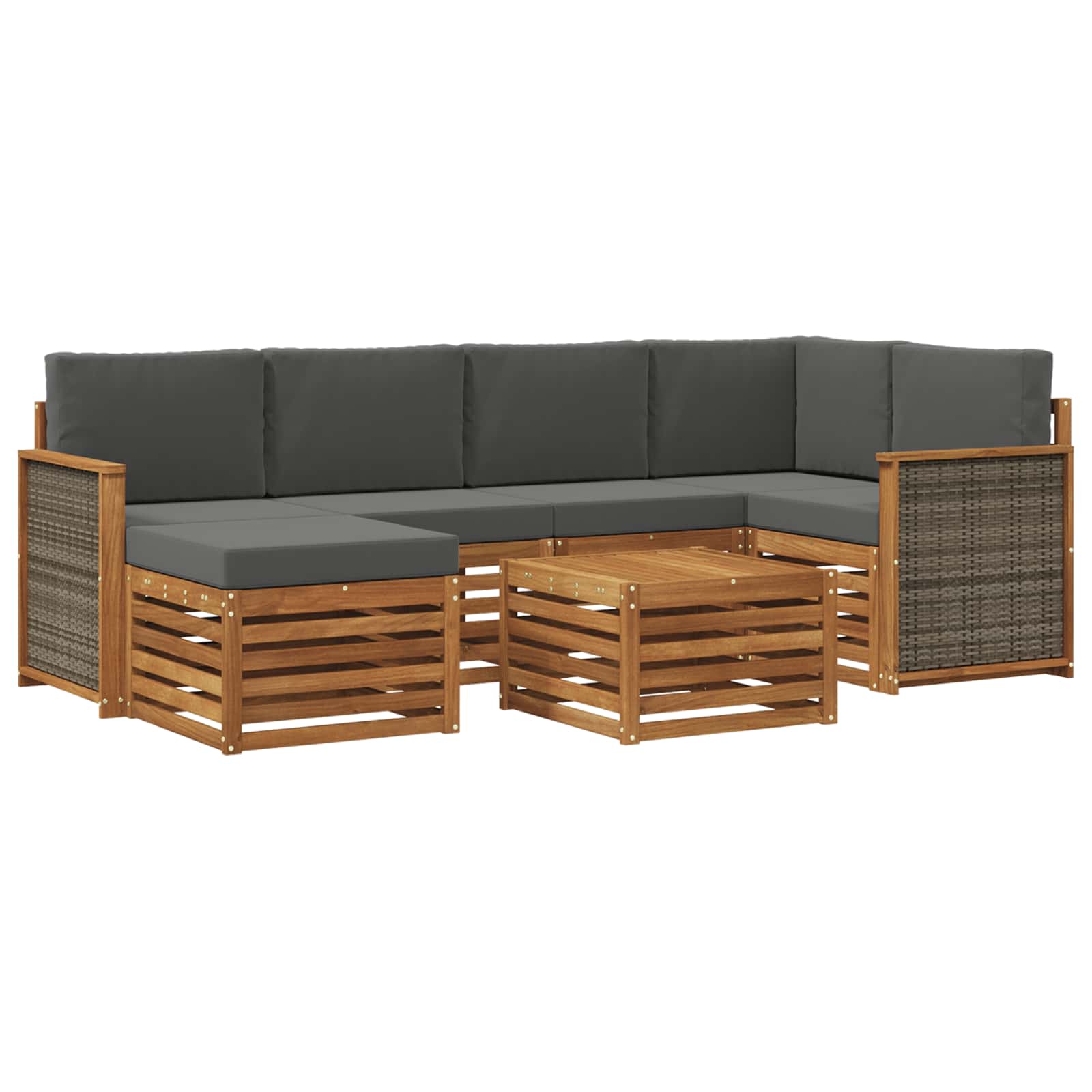 vidaXL Zestaw sofy narożnej z poduszką 6 pcs Naturalny i Antracytowy