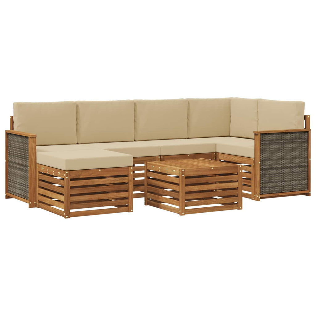 vidaXL Zestaw sofy narożnej z poduszką 6 pcs naturalny