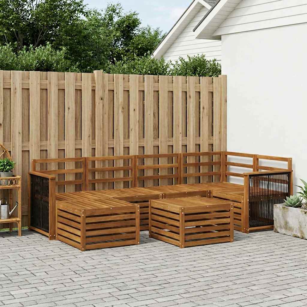 vidaXL Zestaw sofy narożnej 6 pcs naturalny Lite Drewno Akacji