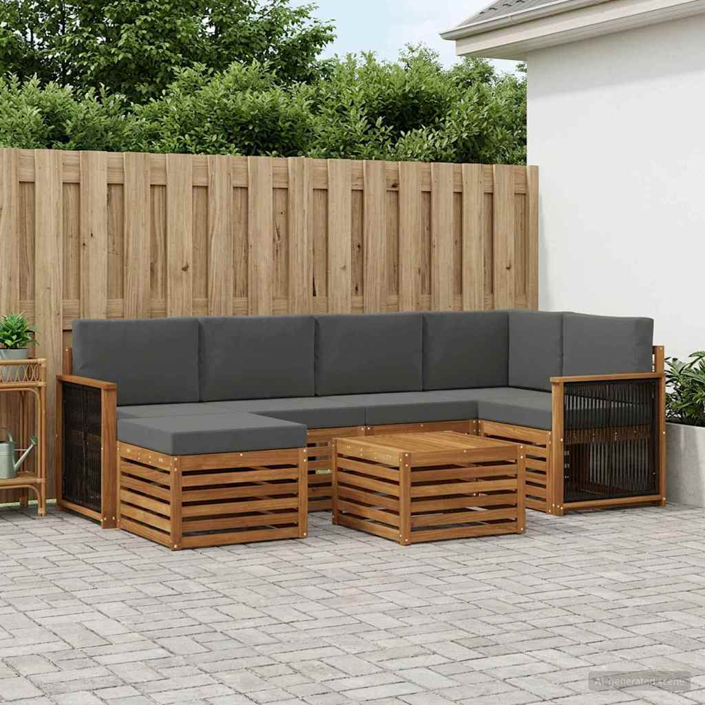 vidaXL Zestaw sofy narożnej z poduszką 6 pcs Naturalny i Antracytowy