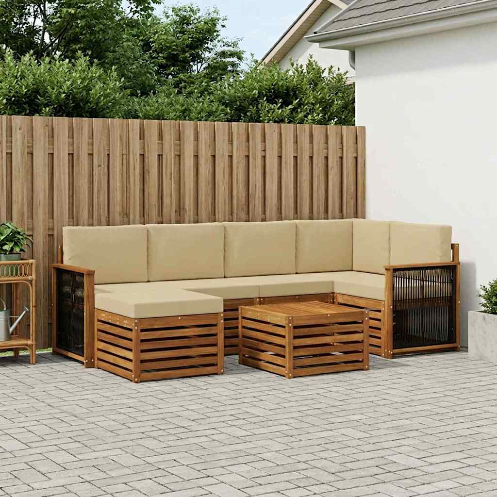 vidaXL Zestaw sofy narożnej z poduszką 6 pcs naturalny