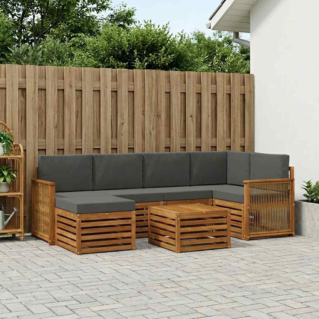 vidaXL Zestaw sofy narożnej z poduszką 6 pcs Naturalny i Antracytowy