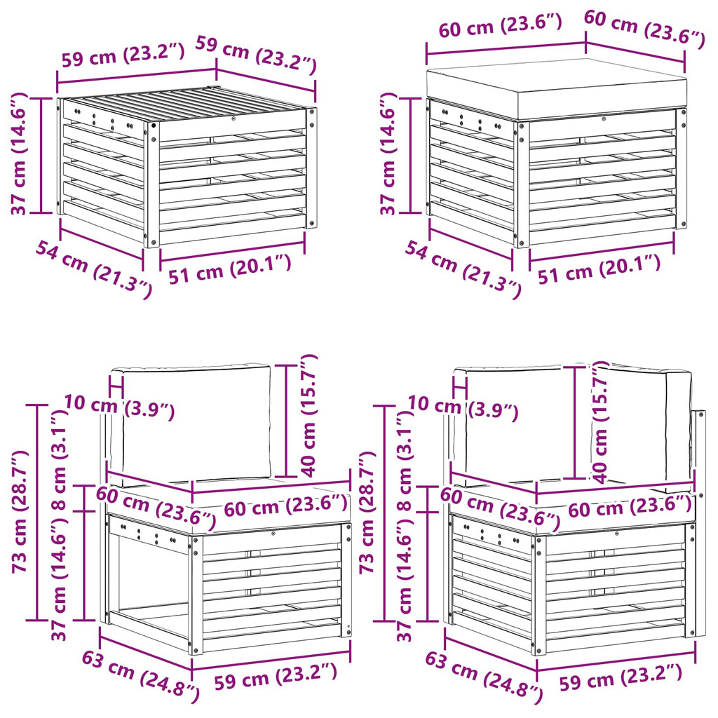 vidaXL Zestaw sofy narożnej z poduszką 7 pcs Naturalny i Kremowy