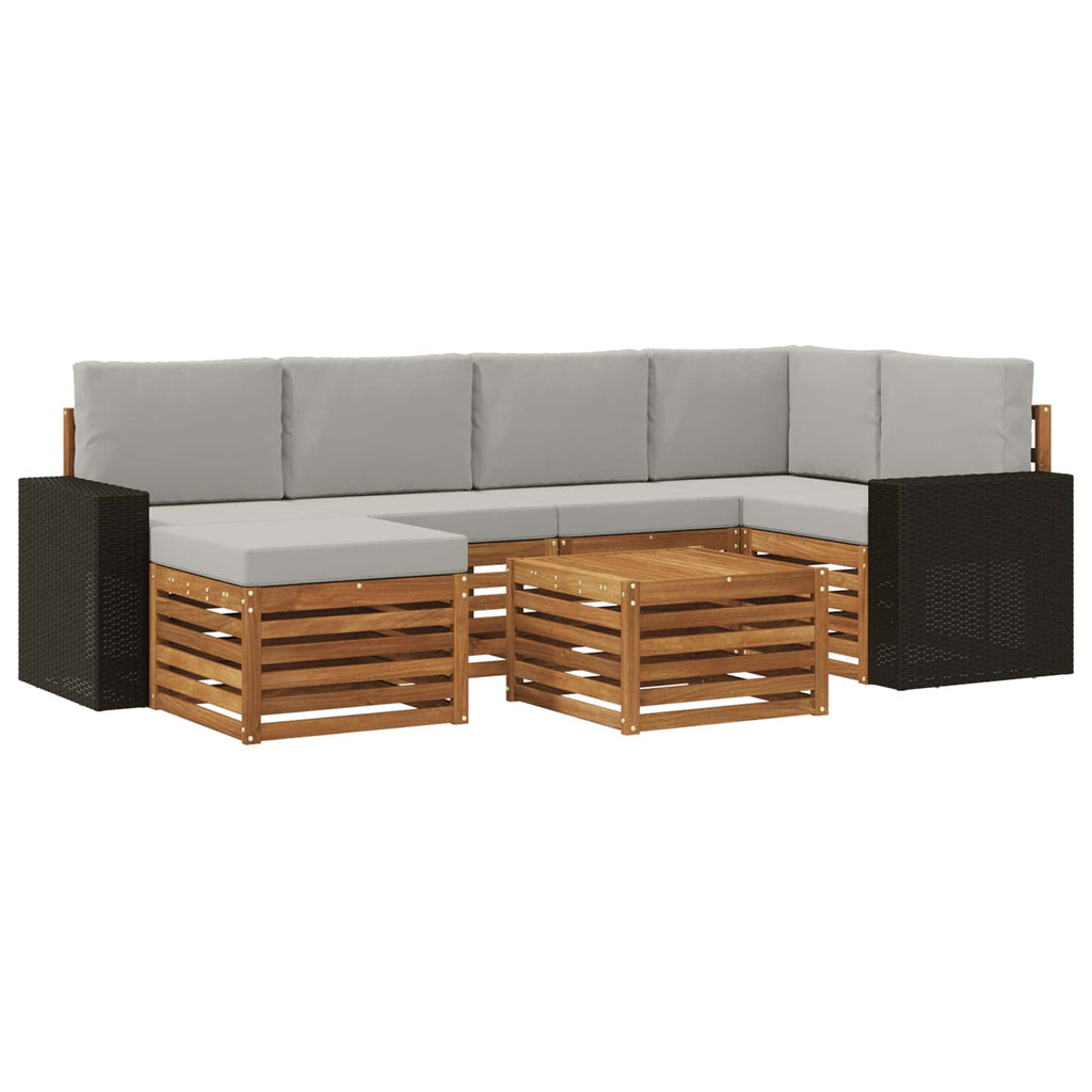 vidaXL Zestaw sofy narożnej z poduszką 7 pcs Naturalny i jasnoszary