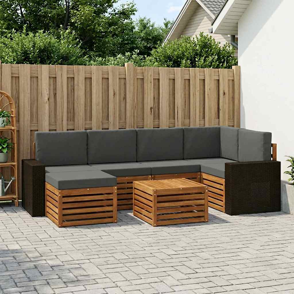 vidaXL Zestaw sofy narożnej z poduszką 7 pcs Naturalny i Antracytowy