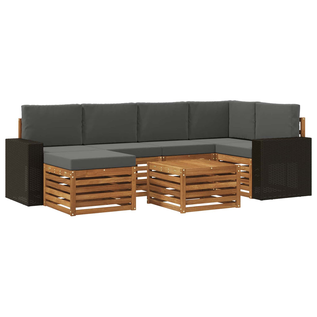 vidaXL Zestaw sofy narożnej z poduszką 7 pcs Naturalny i Antracytowy
