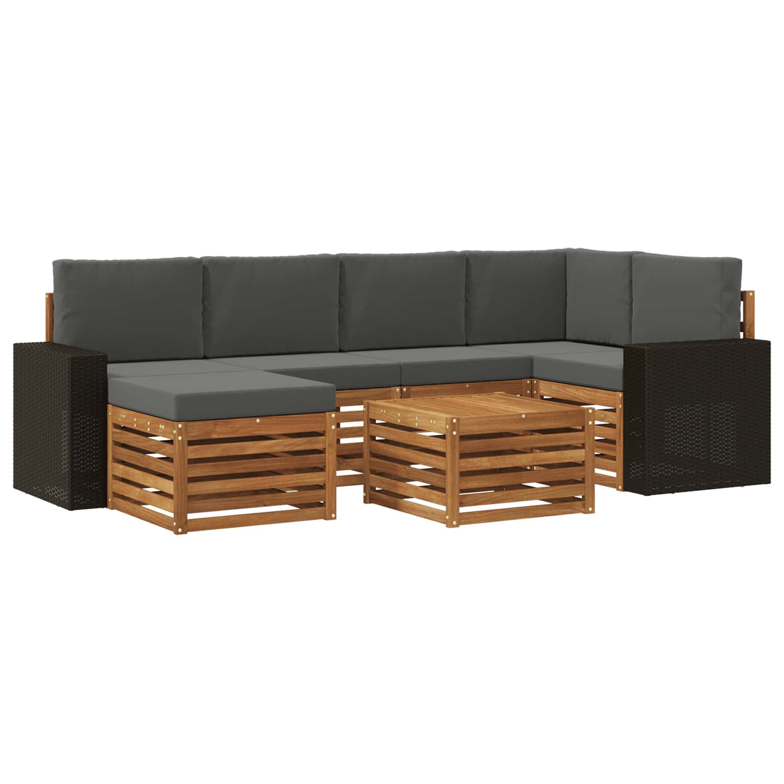 vidaXL Zestaw sofy narożnej z poduszką 7 pcs Naturalny i Antracytowy