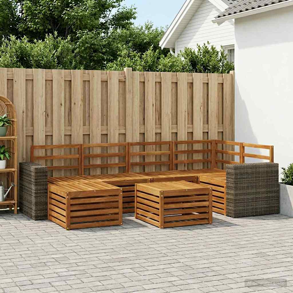 vidaXL Zestaw sofy narożnej 6 pcs naturalny Lite Drewno Akacji