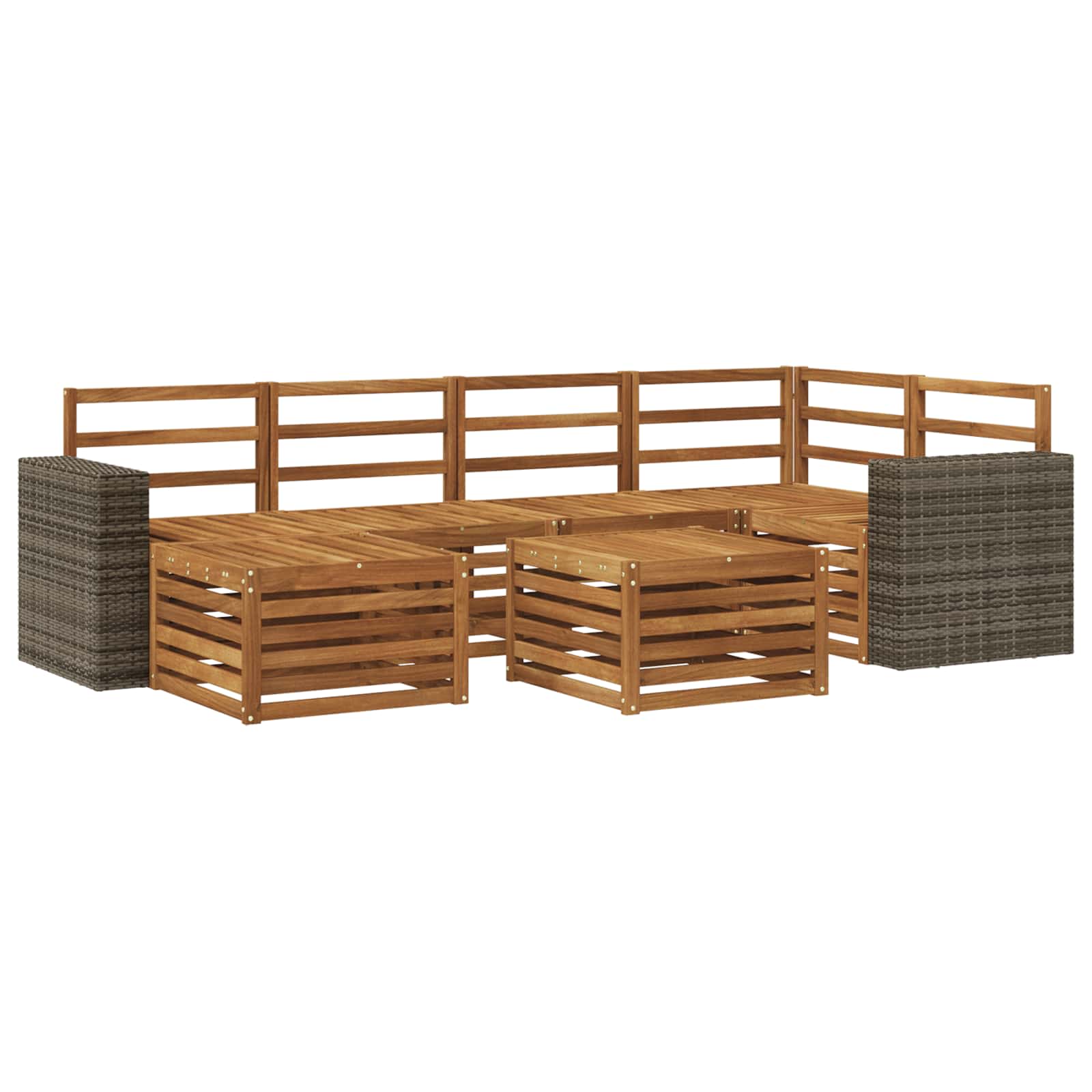 vidaXL Zestaw sofy narożnej 6 pcs naturalny Lite Drewno Akacji