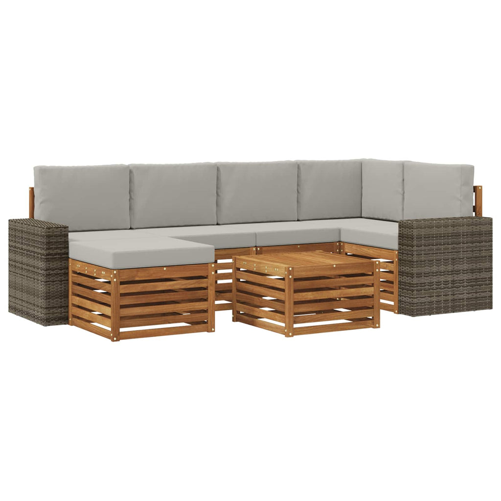 vidaXL Zestaw sofy narożnej z poduszką 7 pcs Naturalny i jasnoszary