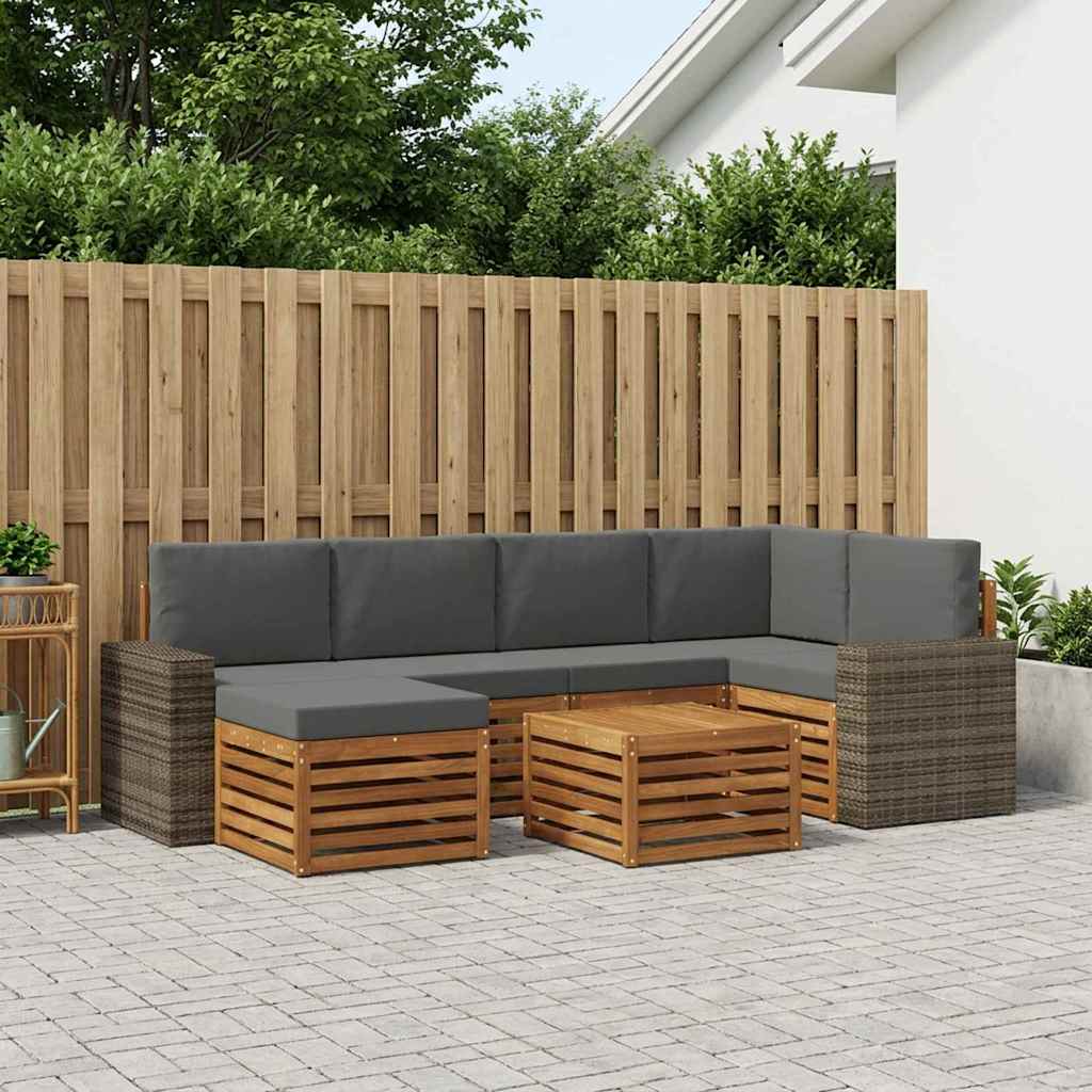 vidaXL Zestaw sofy narożnej z poduszką 7 pcs Naturalny i Antracytowy