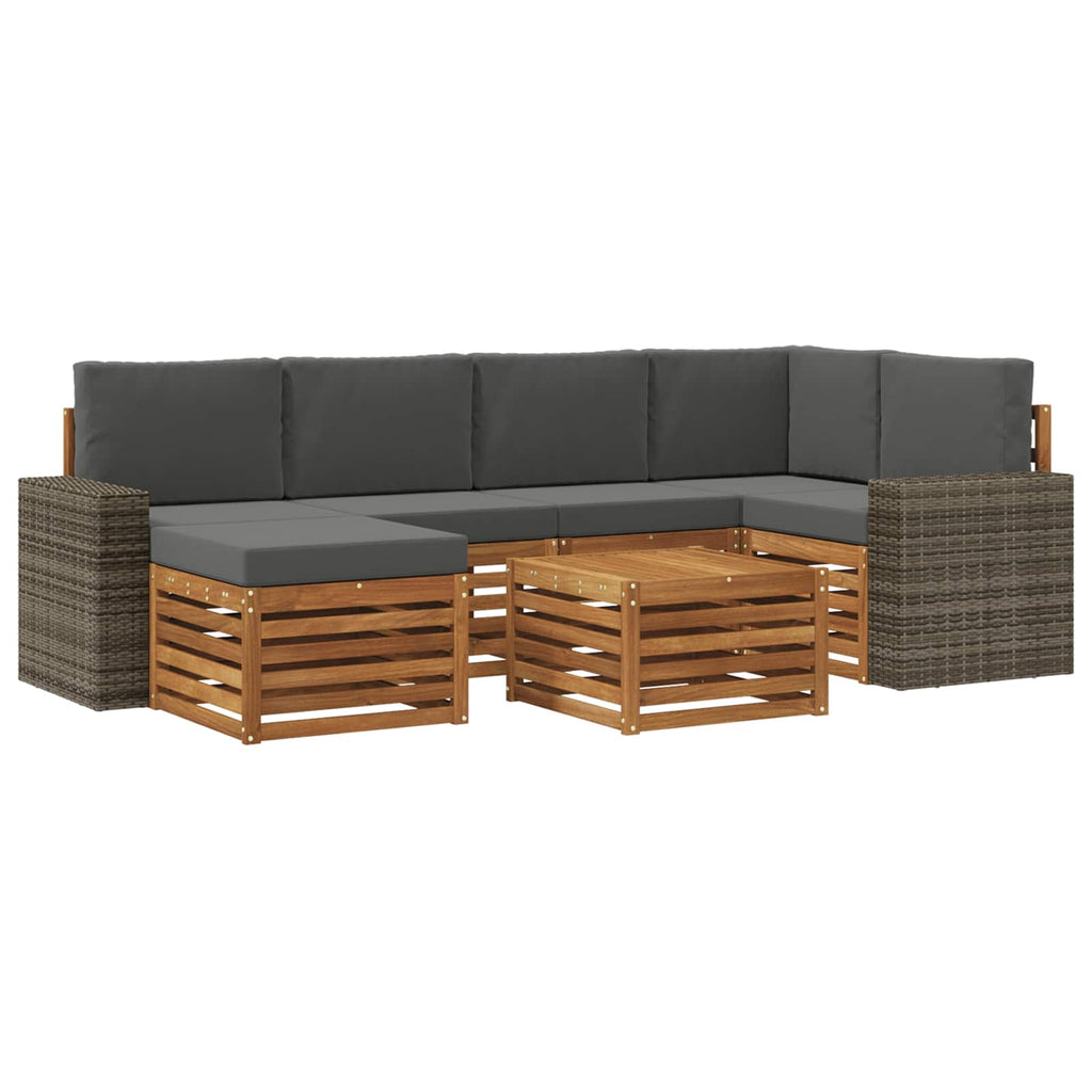 vidaXL Zestaw sofy narożnej z poduszką 7 pcs Naturalny i Antracytowy