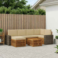 vidaXL Zestaw sofy narożnej z poduszką 7 pcs Naturalny i Beżowy