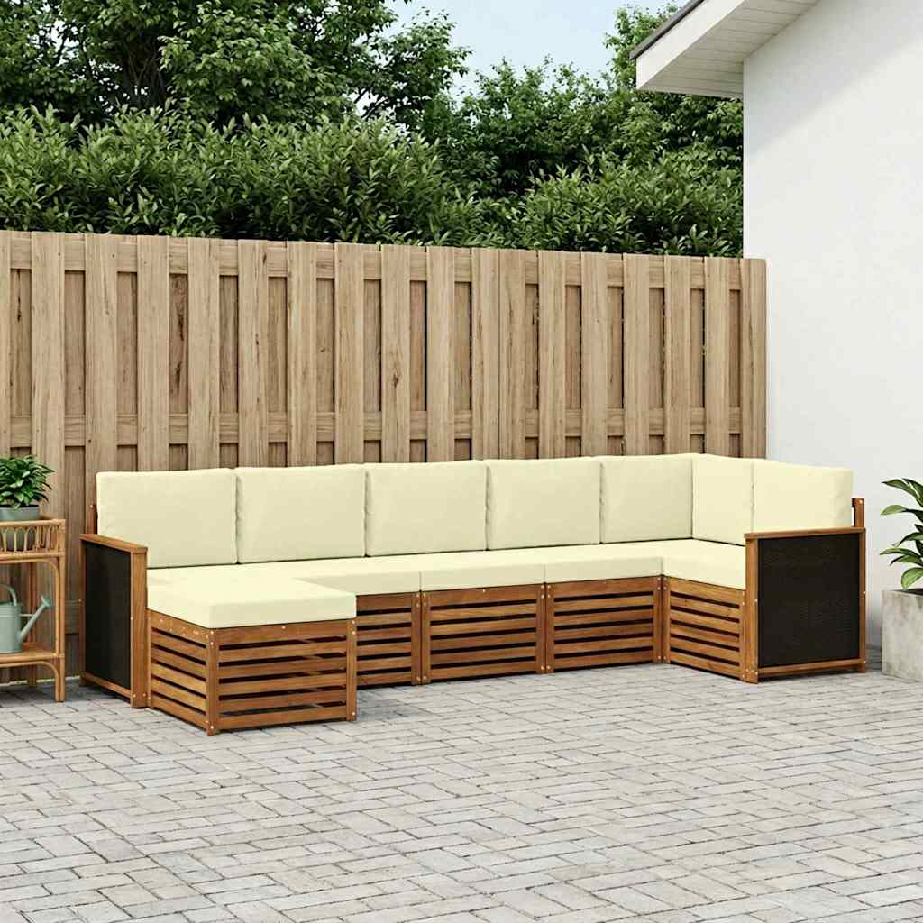 vidaXL Zestaw sofy narożnej z poduszką 6 pcs Naturalny i Kremowy