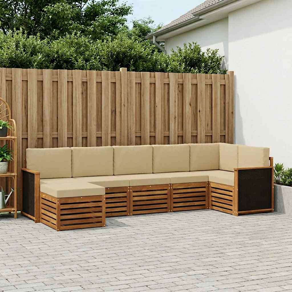 vidaXL Zestaw sofy narożnej z poduszką 6 pcs naturalny