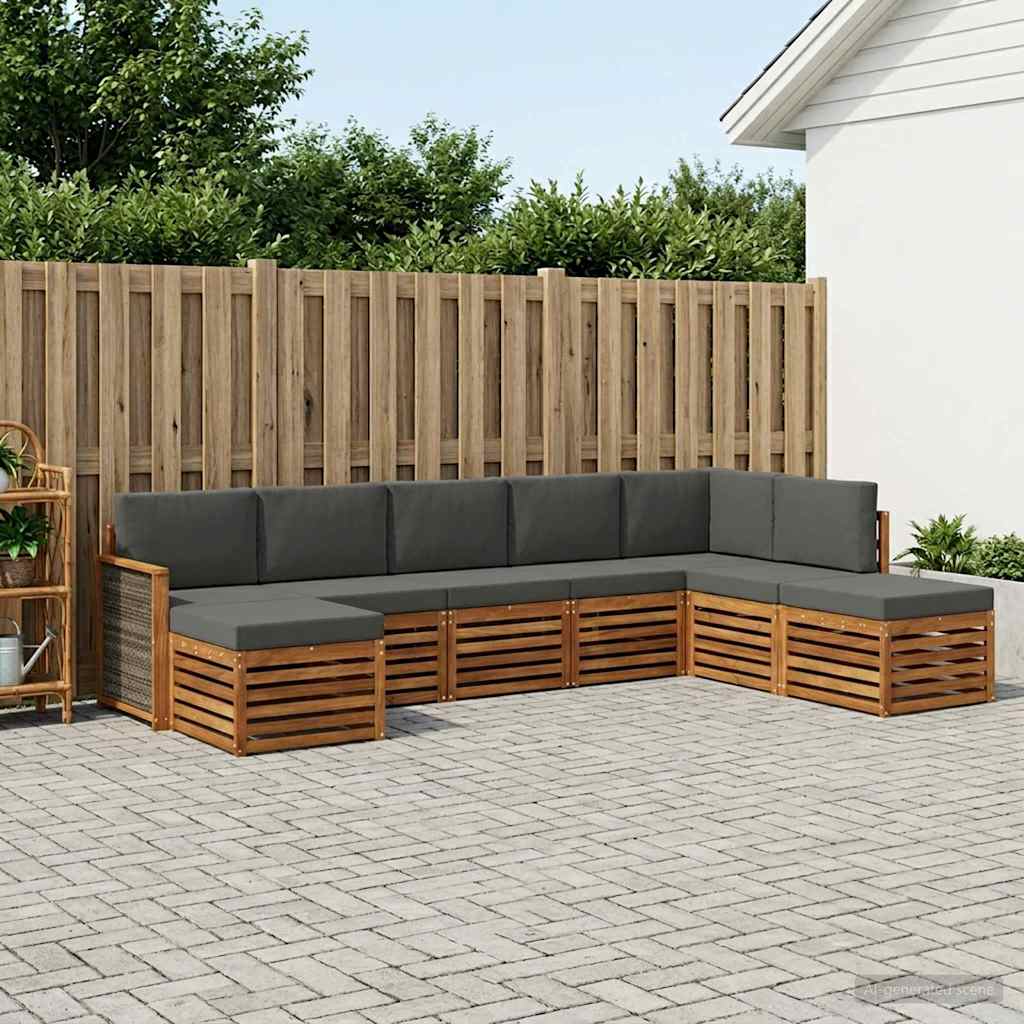 vidaXL Zestaw sofy narożnej z poduszką 6 pcs Naturalny i Antracytowy
