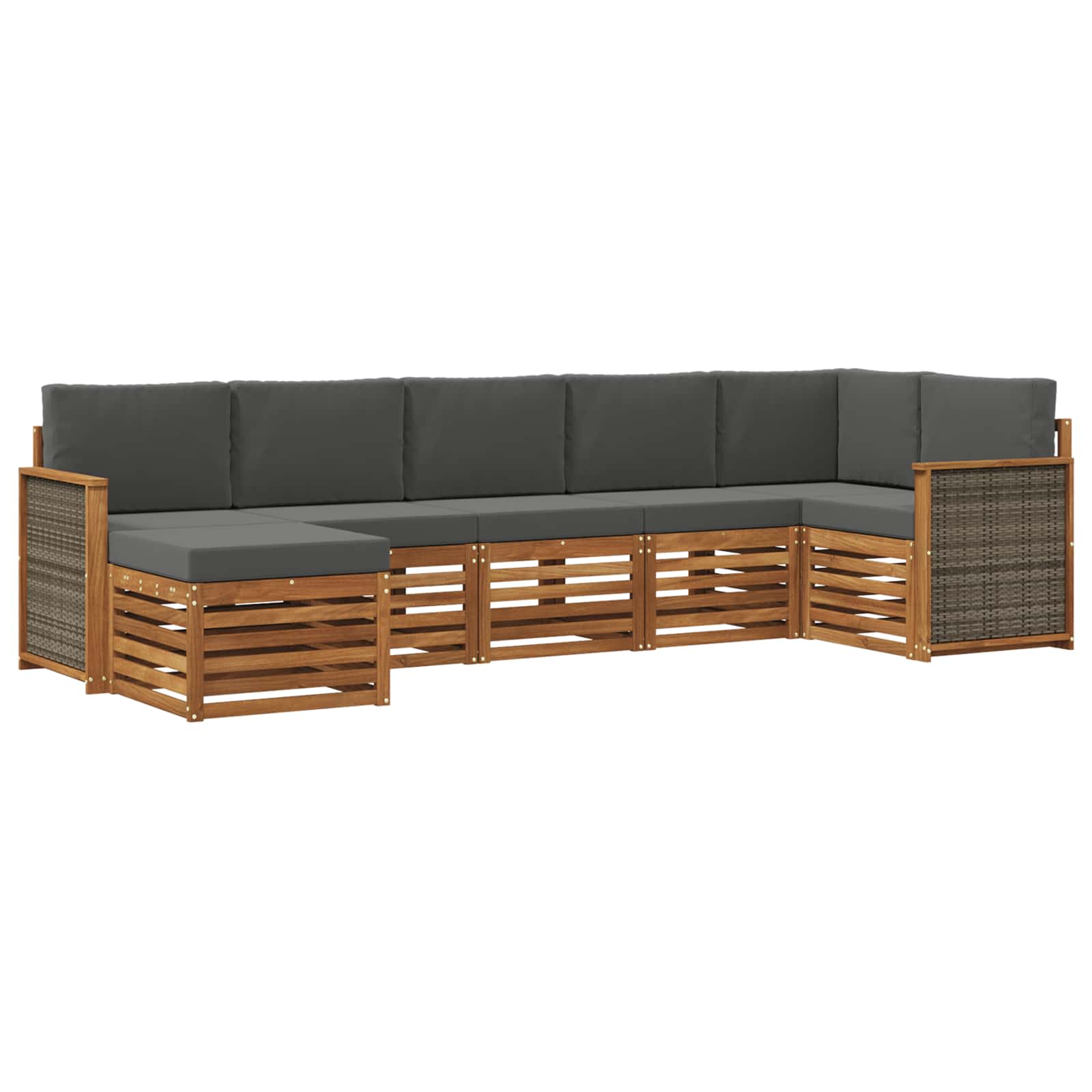vidaXL Zestaw sofy narożnej z poduszką 6 pcs Naturalny i Antracytowy