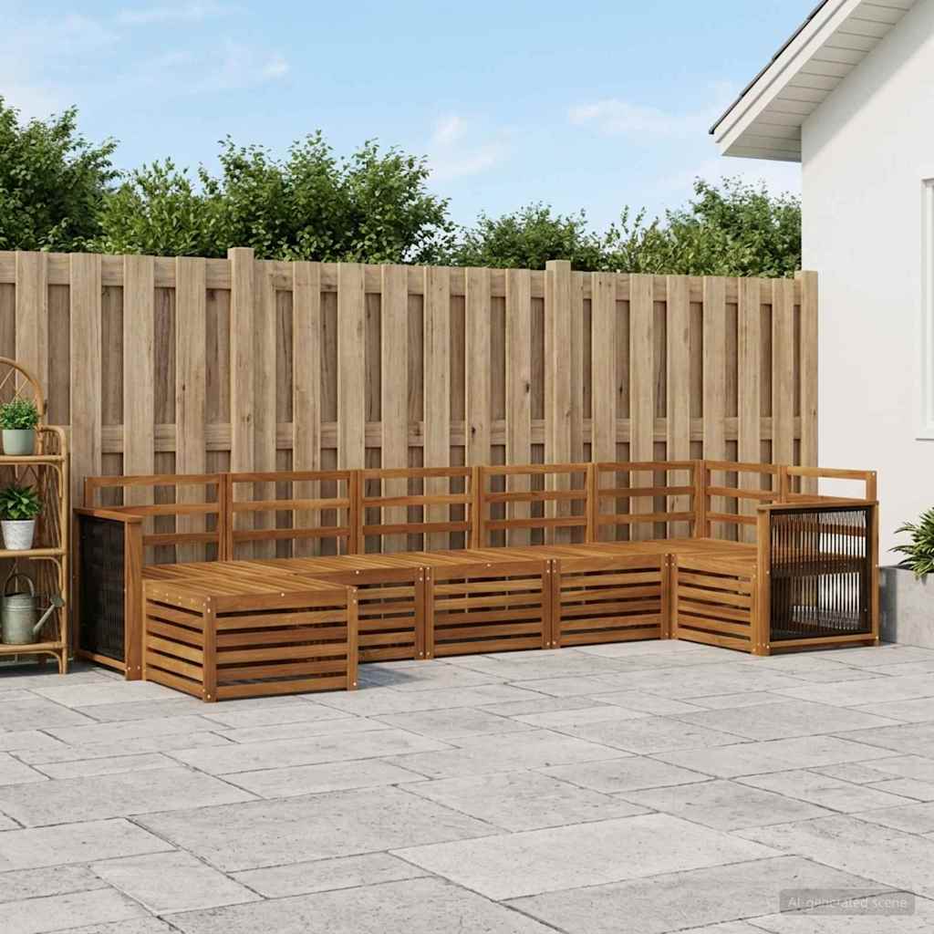 vidaXL Zestaw sofy narożnej 6 pcs naturalny Lite Drewno Akacji