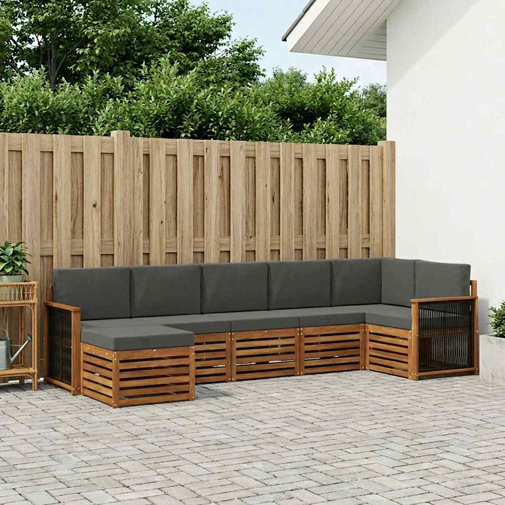 vidaXL Zestaw sofy narożnej z poduszką 6 pcs Naturalny i Antracytowy
