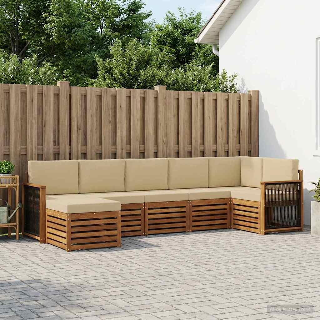 vidaXL Zestaw sofy narożnej z poduszką 6 pcs naturalny