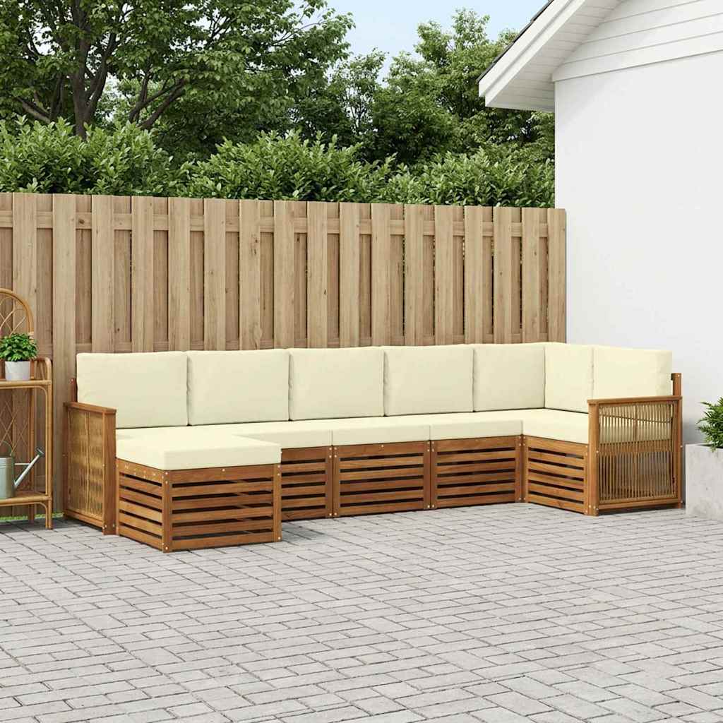 vidaXL Zestaw sofy narożnej z poduszką 6 pcs Naturalny i Kremowy