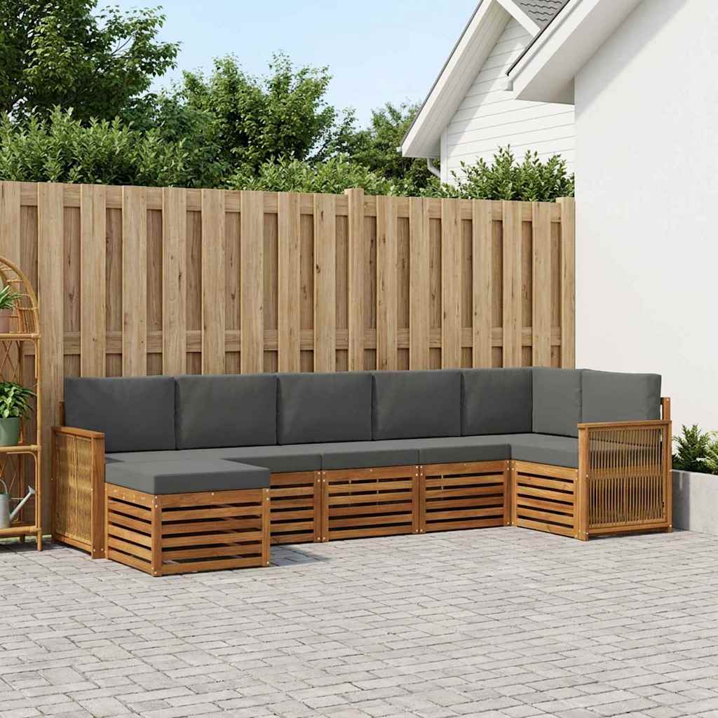 vidaXL Zestaw sofy narożnej z poduszką 6 pcs Naturalny i Antracytowy