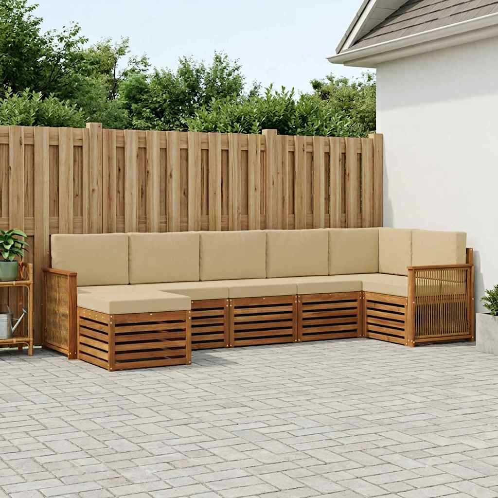 vidaXL Zestaw sofy narożnej z poduszką 6 pcs naturalny