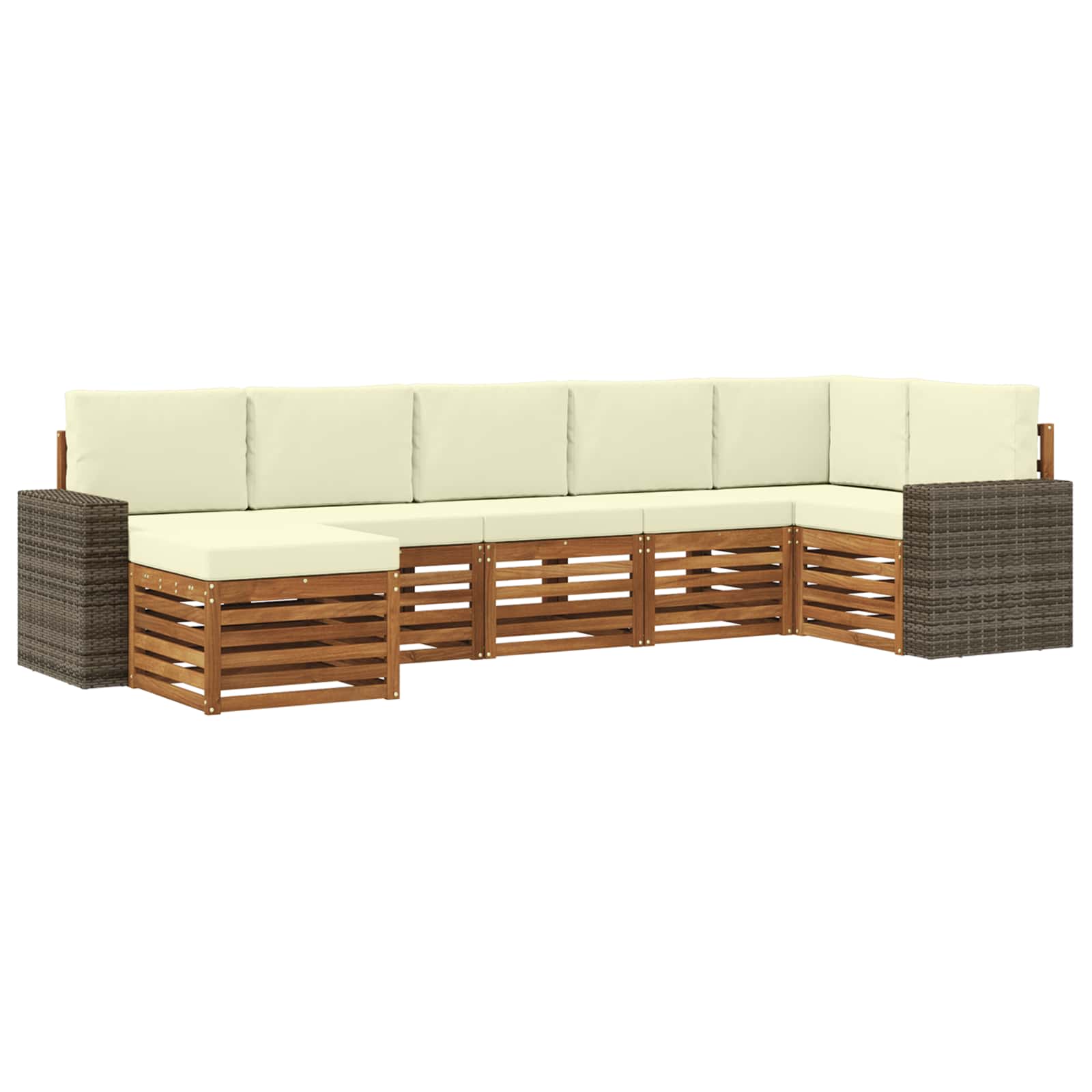 vidaXL Zestaw sofy narożnej z poduszką 7 pcs Naturalny i Kremowy