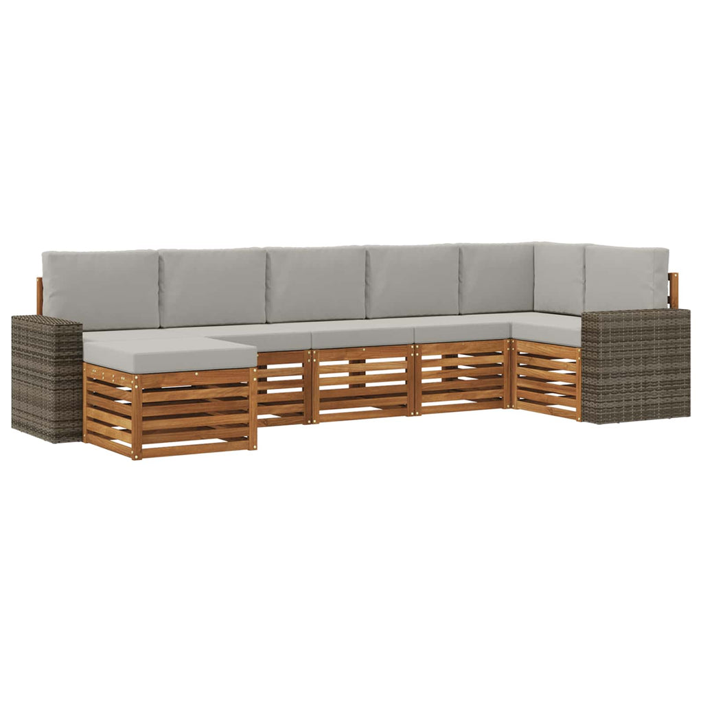 vidaXL Zestaw sofy narożnej z poduszką 7 pcs Naturalny i jasnoszary