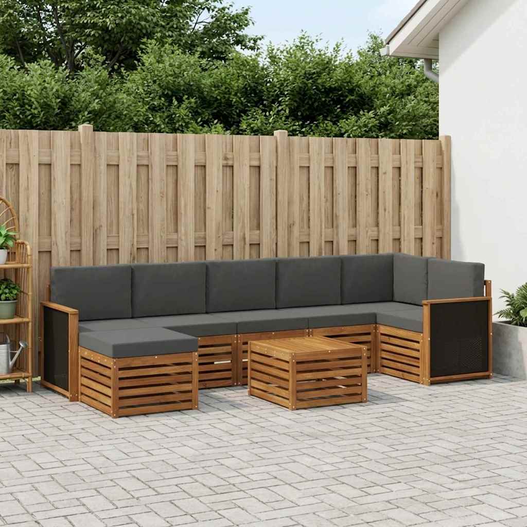 vidaXL Zestaw sof na zewnątrz z poduszką 7 pcs Naturalny i Antracytowy