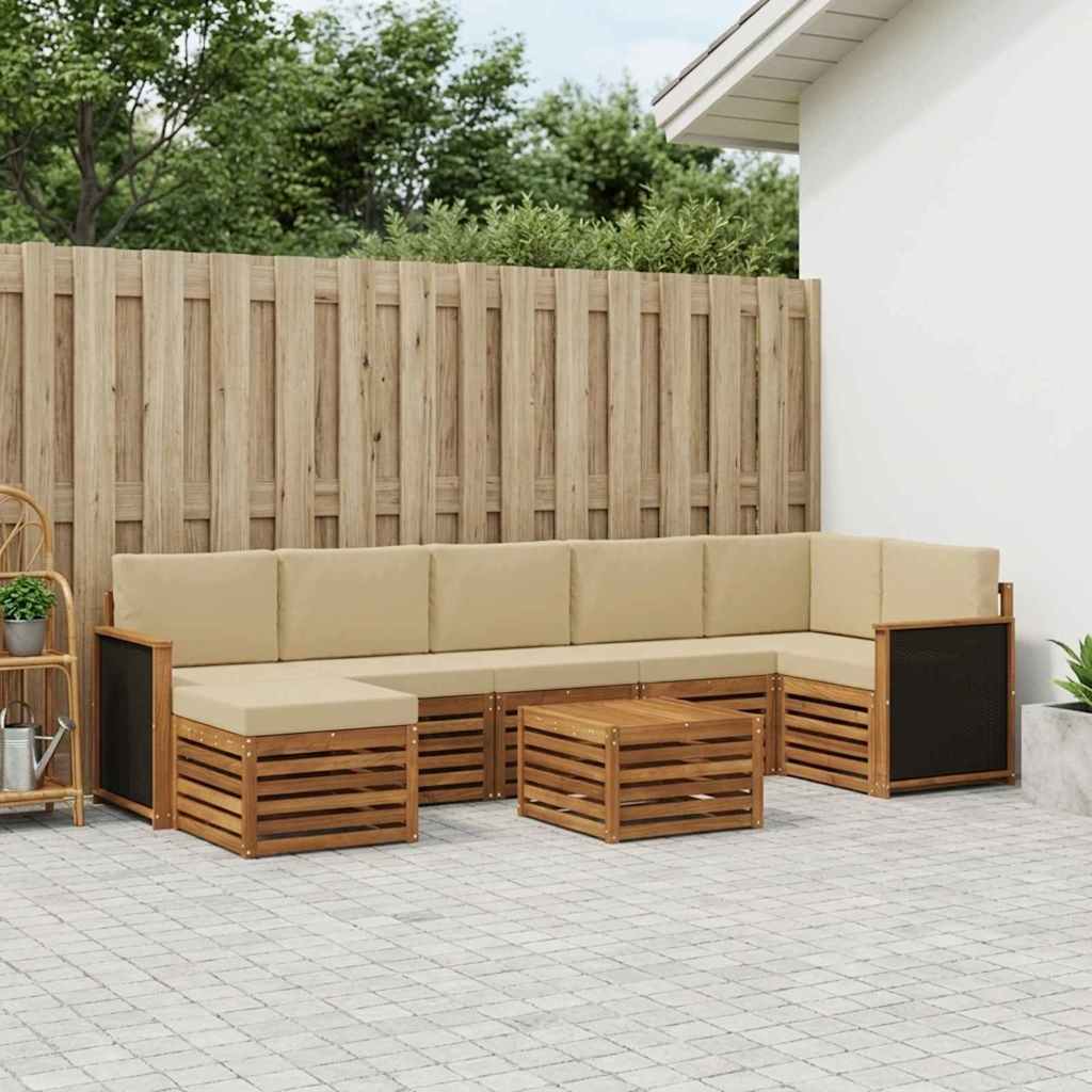 vidaXL Zestaw sof na zewnątrz z poduszką 7 pcs naturalny