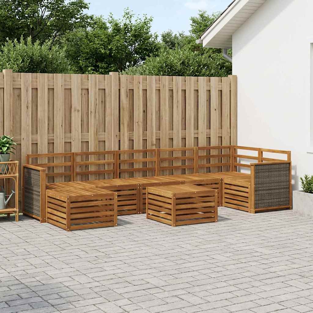 vidaXL Zestaw sof na zewnątrz 7 pcs naturalny Lite Drewno Akacji