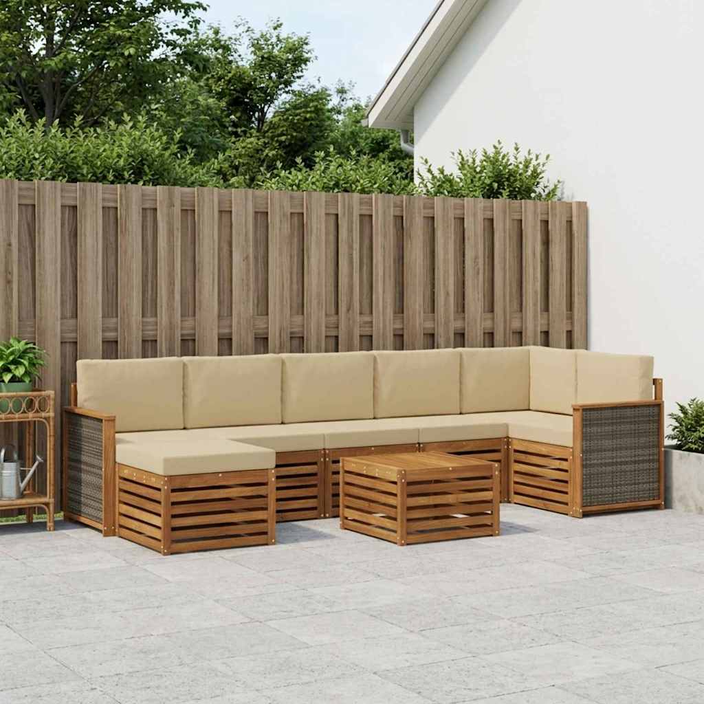 vidaXL Zestaw sof na zewnątrz z poduszką 7 pcs naturalny