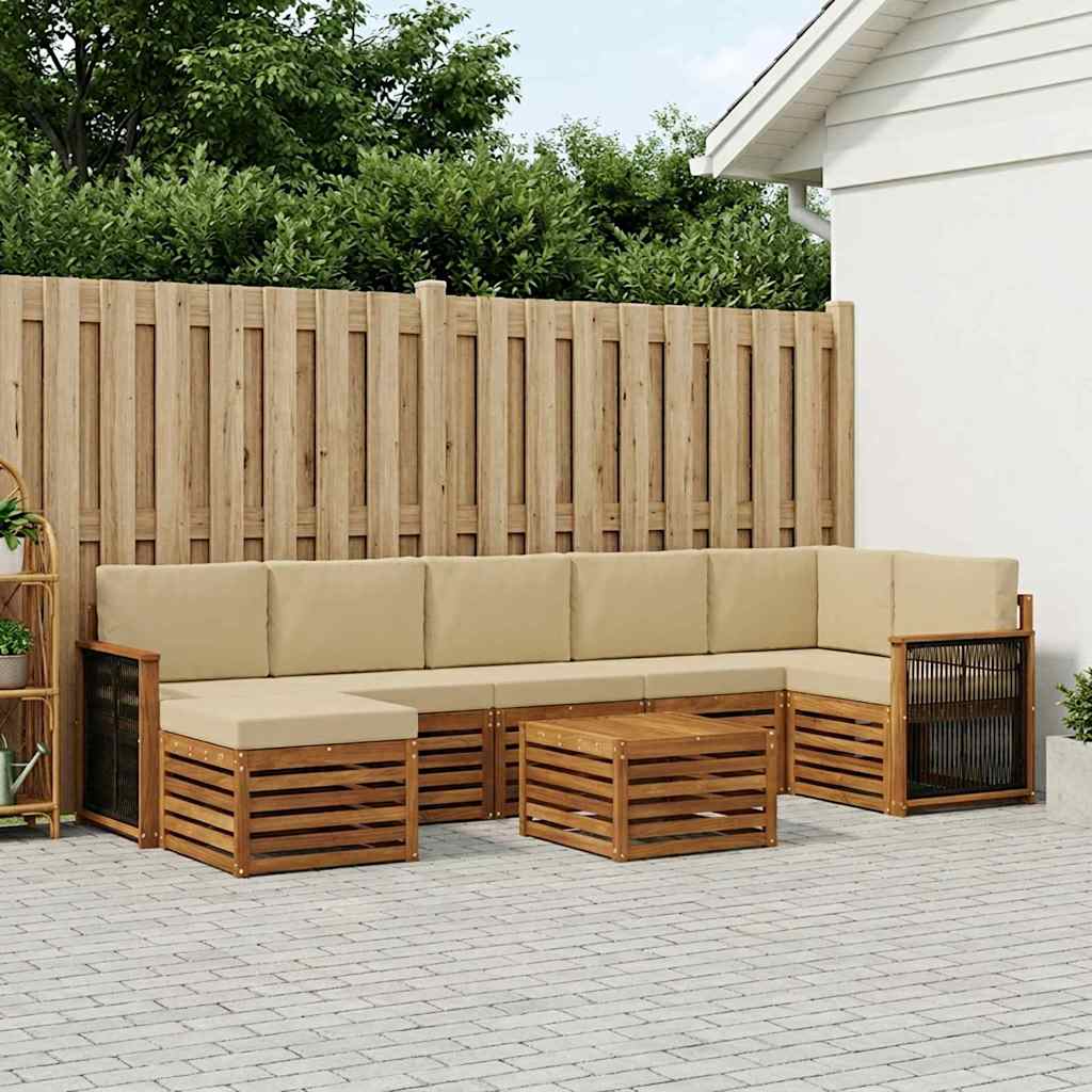 vidaXL Zestaw sof na zewnątrz z poduszką 7 pcs naturalny
