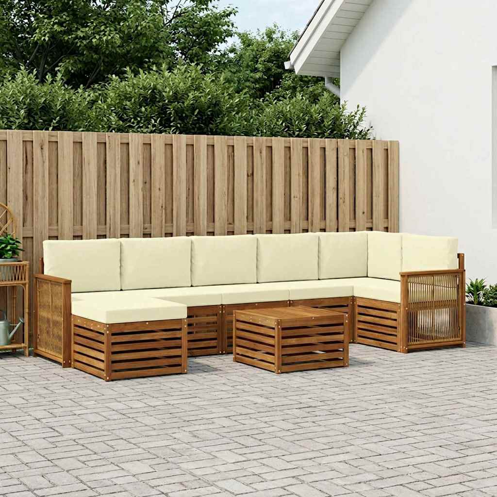 vidaXL Zestaw sof na zewnątrz z poduszką 7 pcs Naturalny i Kremowy