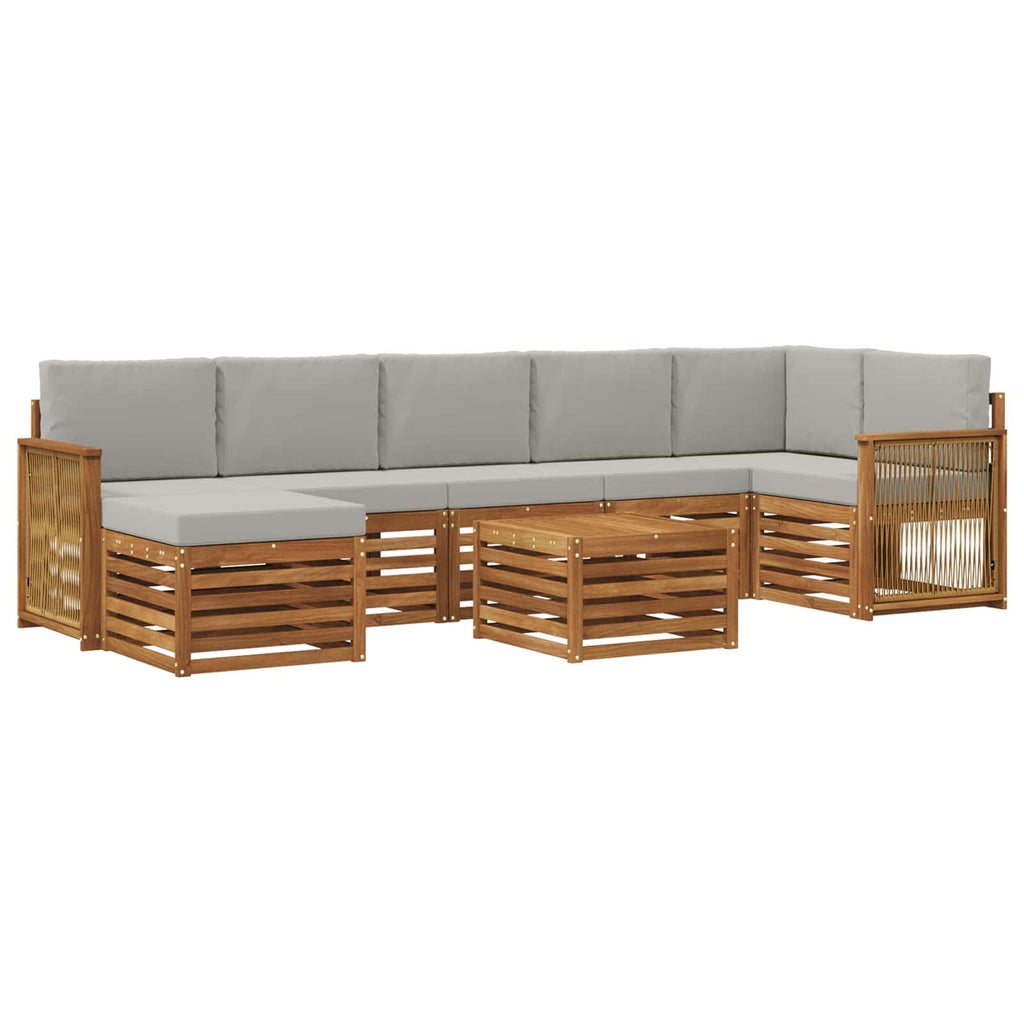vidaXL Zestaw sof na zewnątrz z poduszką 7 pcs Naturalny i jasnoszary