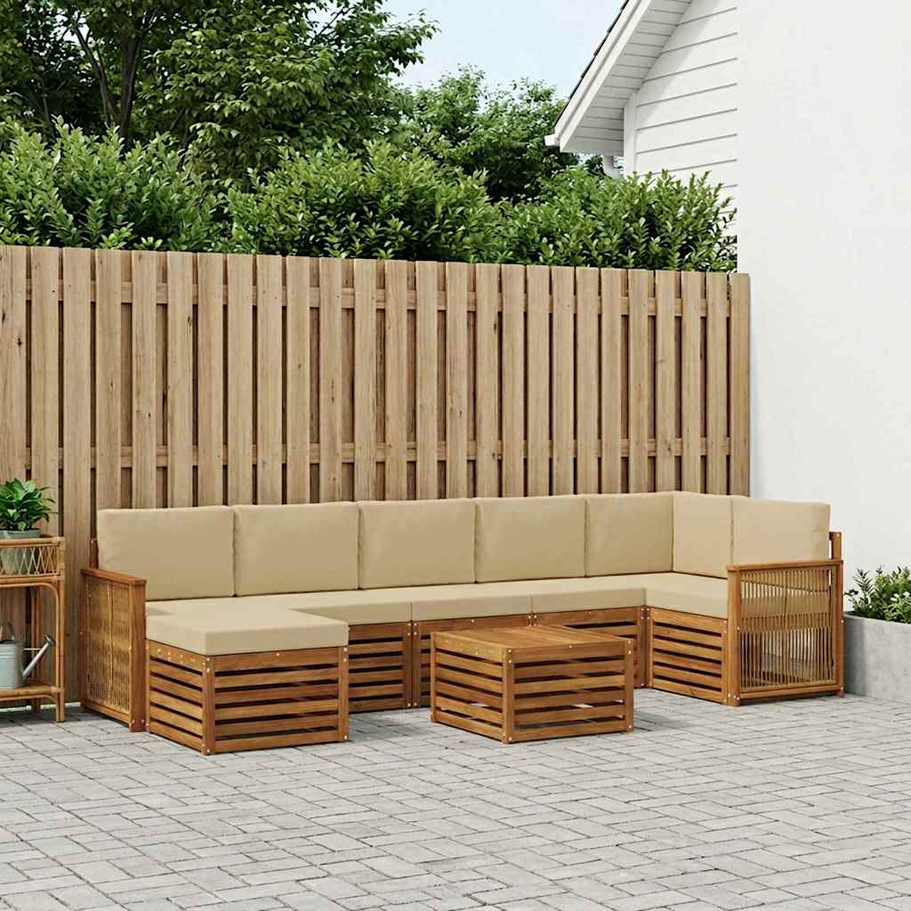 vidaXL Zestaw sof na zewnątrz z poduszką 7 pcs naturalny