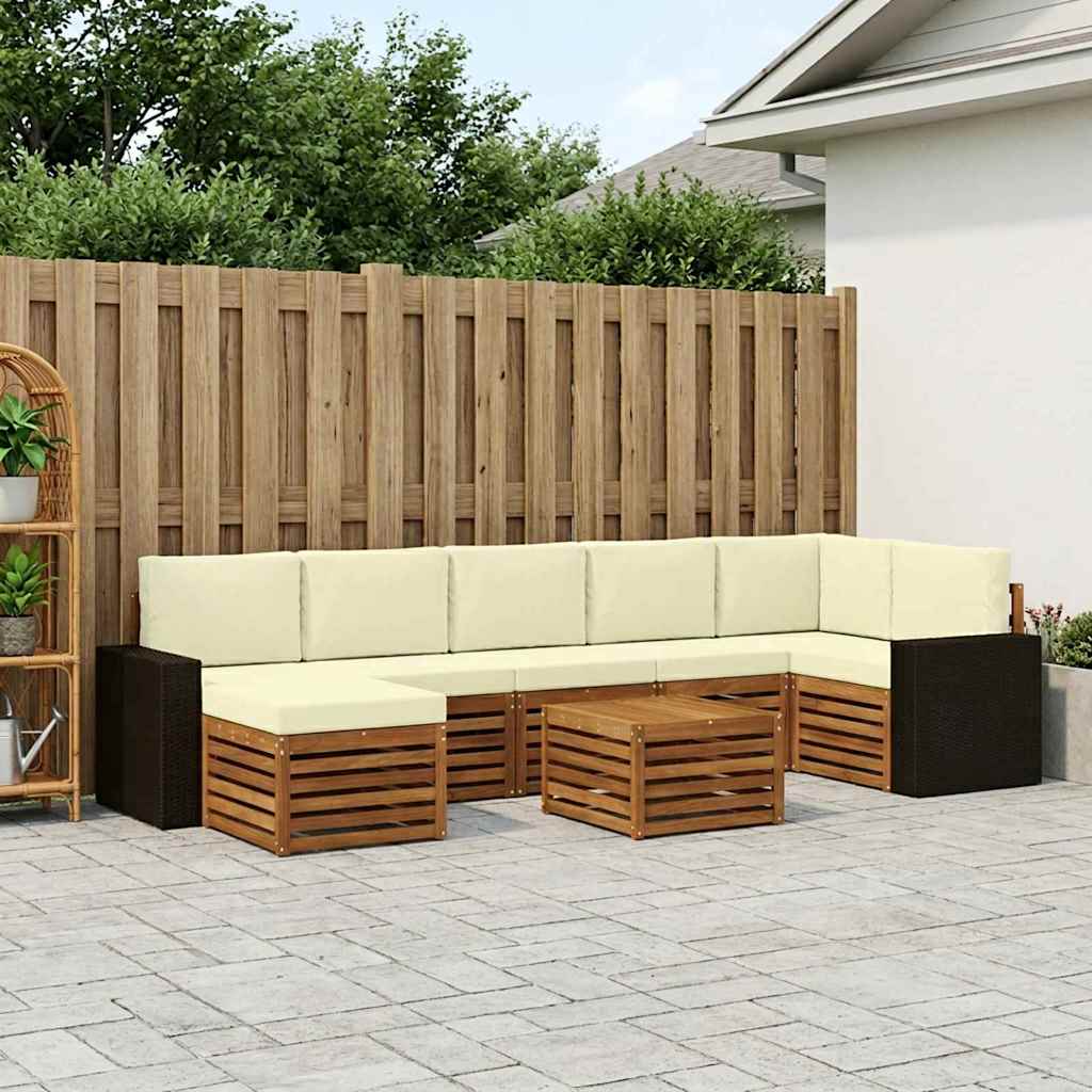 vidaXL Zestaw sof na zewnątrz z poduszką 8 pcs Naturalny i Kremowy