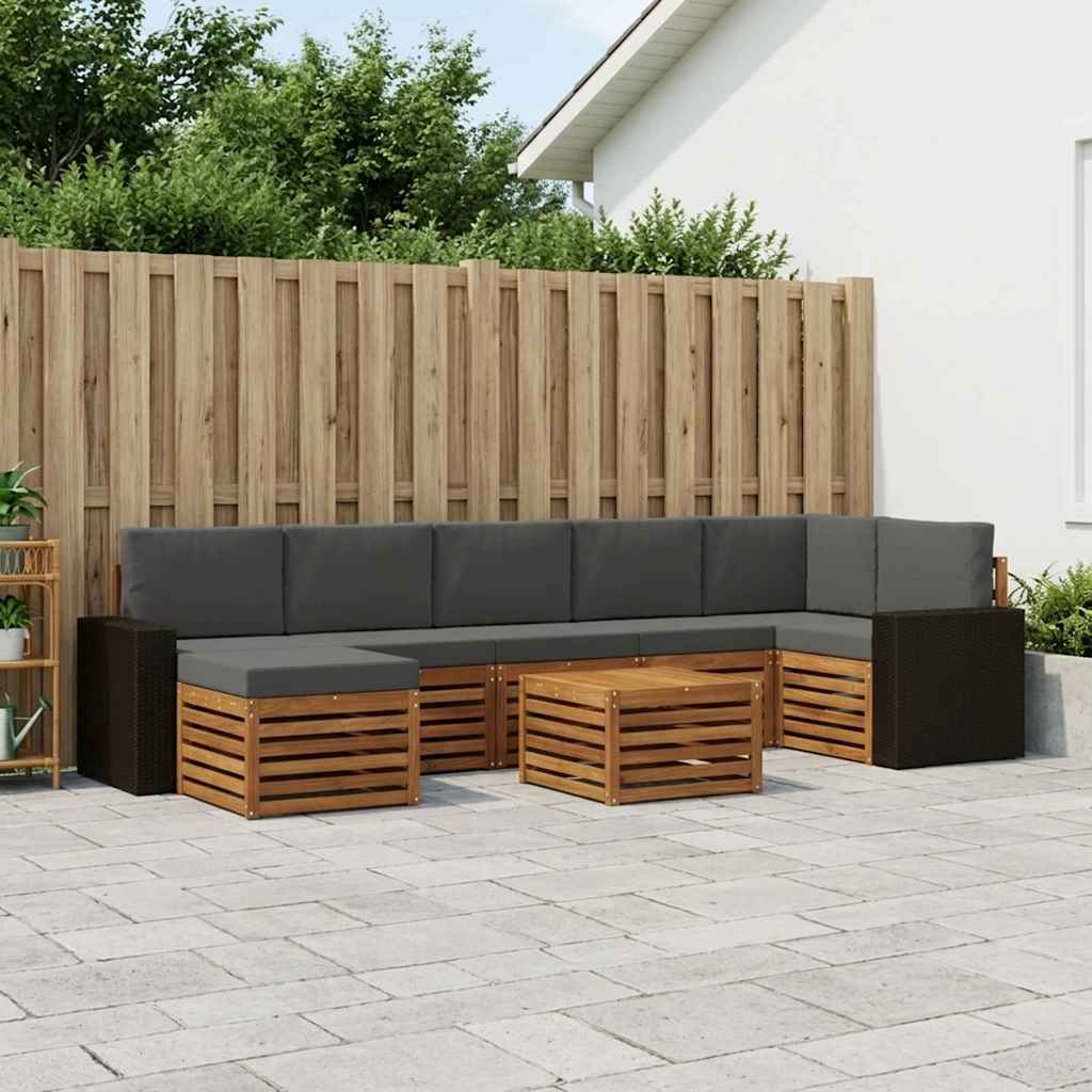 vidaXL Zestaw sof na zewnątrz z poduszką 8 pcs Naturalny i Antracytowy