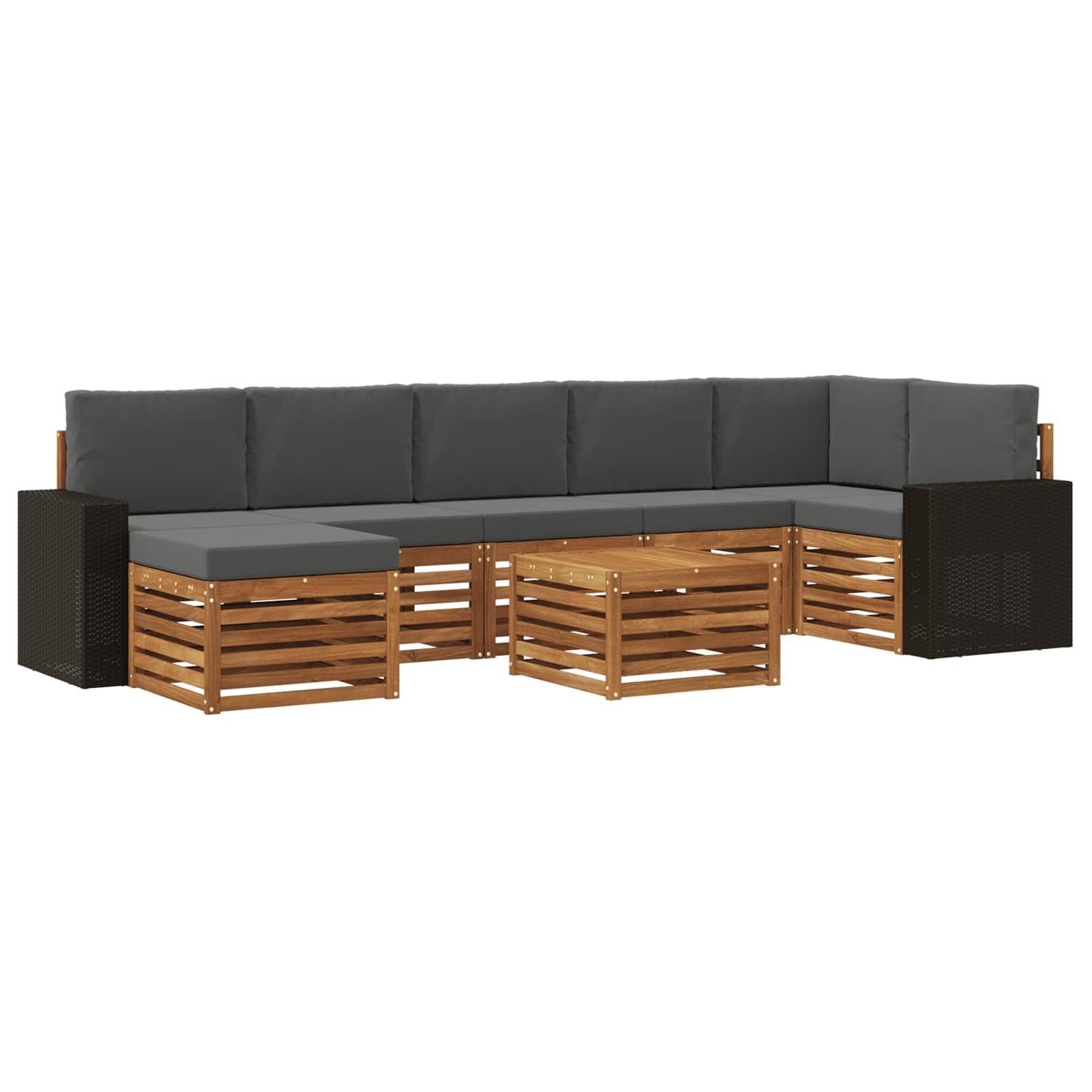 vidaXL Zestaw sof na zewnątrz z poduszką 8 pcs Naturalny i Antracytowy