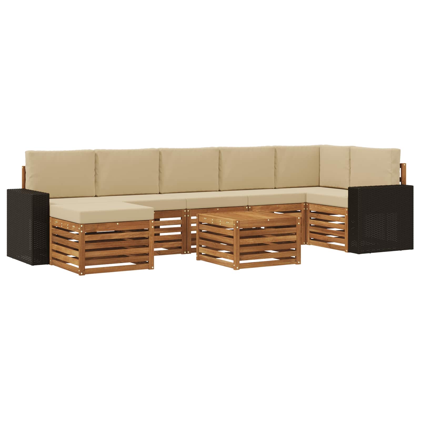 vidaXL Zestaw sof na zewnątrz z poduszką 8 pcs Naturalny i Beżowy