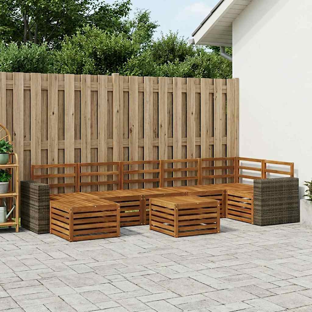 vidaXL Zestaw sof na zewnątrz 8 pcs naturalny Lite Drewno Akacji