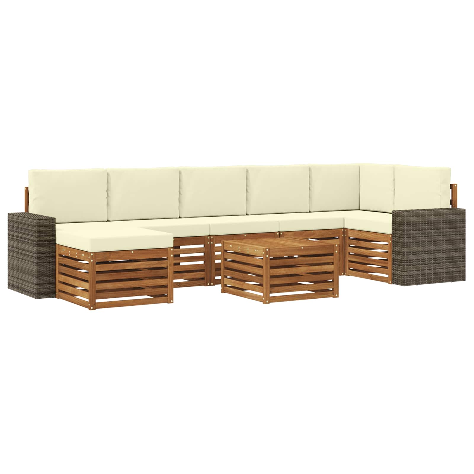 vidaXL Zestaw sof na zewnątrz z poduszką 8 pcs Naturalny i Kremowy