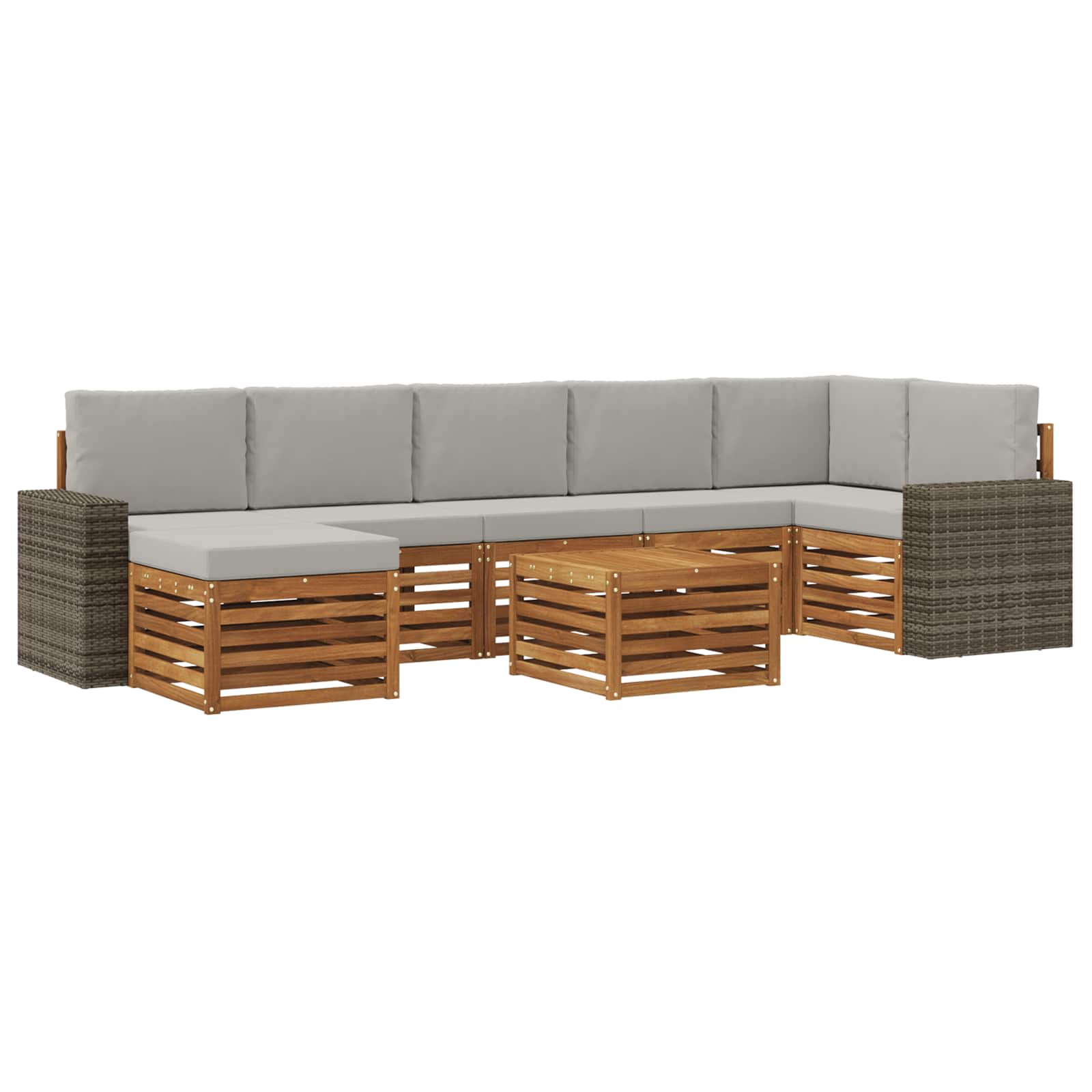 vidaXL Zestaw sof na zewnątrz z poduszką 8 pcs Naturalny i jasnoszary