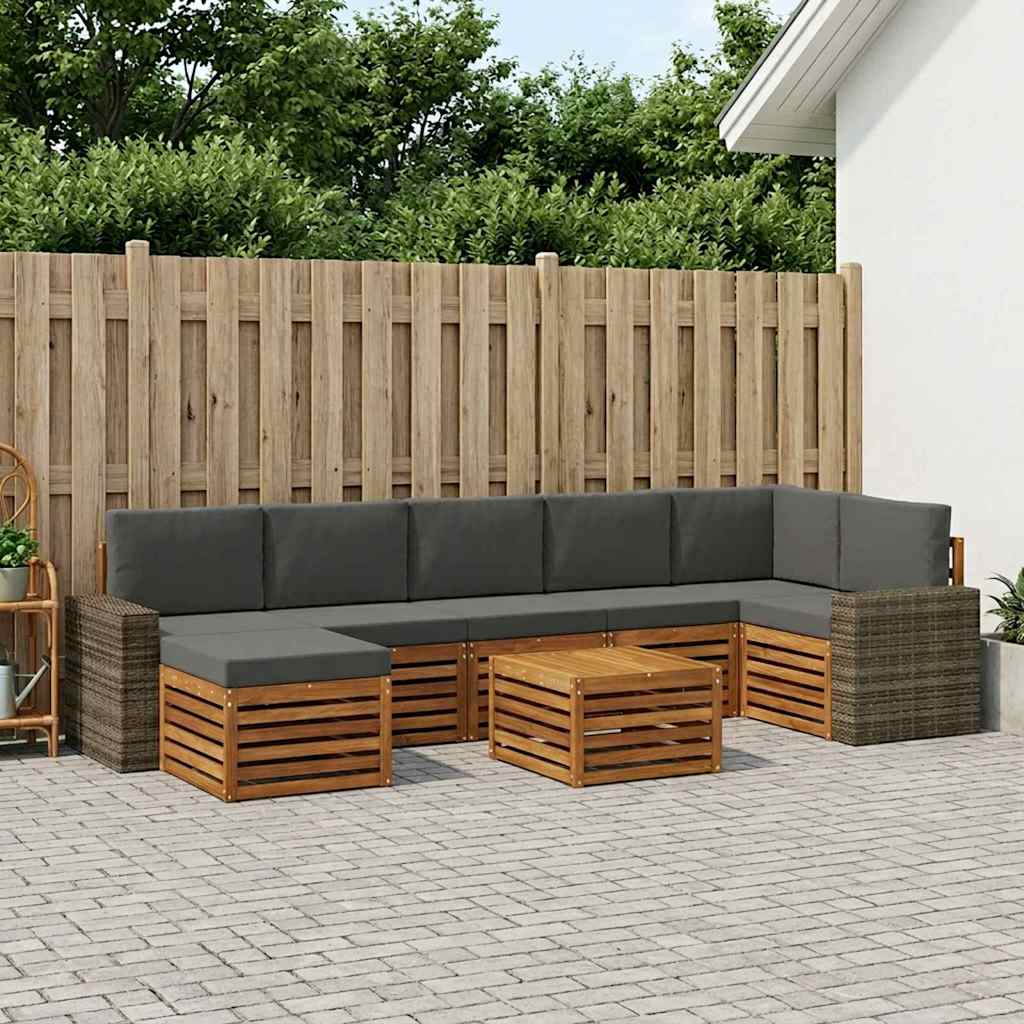 vidaXL Zestaw sof na zewnątrz z poduszką 8 pcs Naturalny i Antracytowy