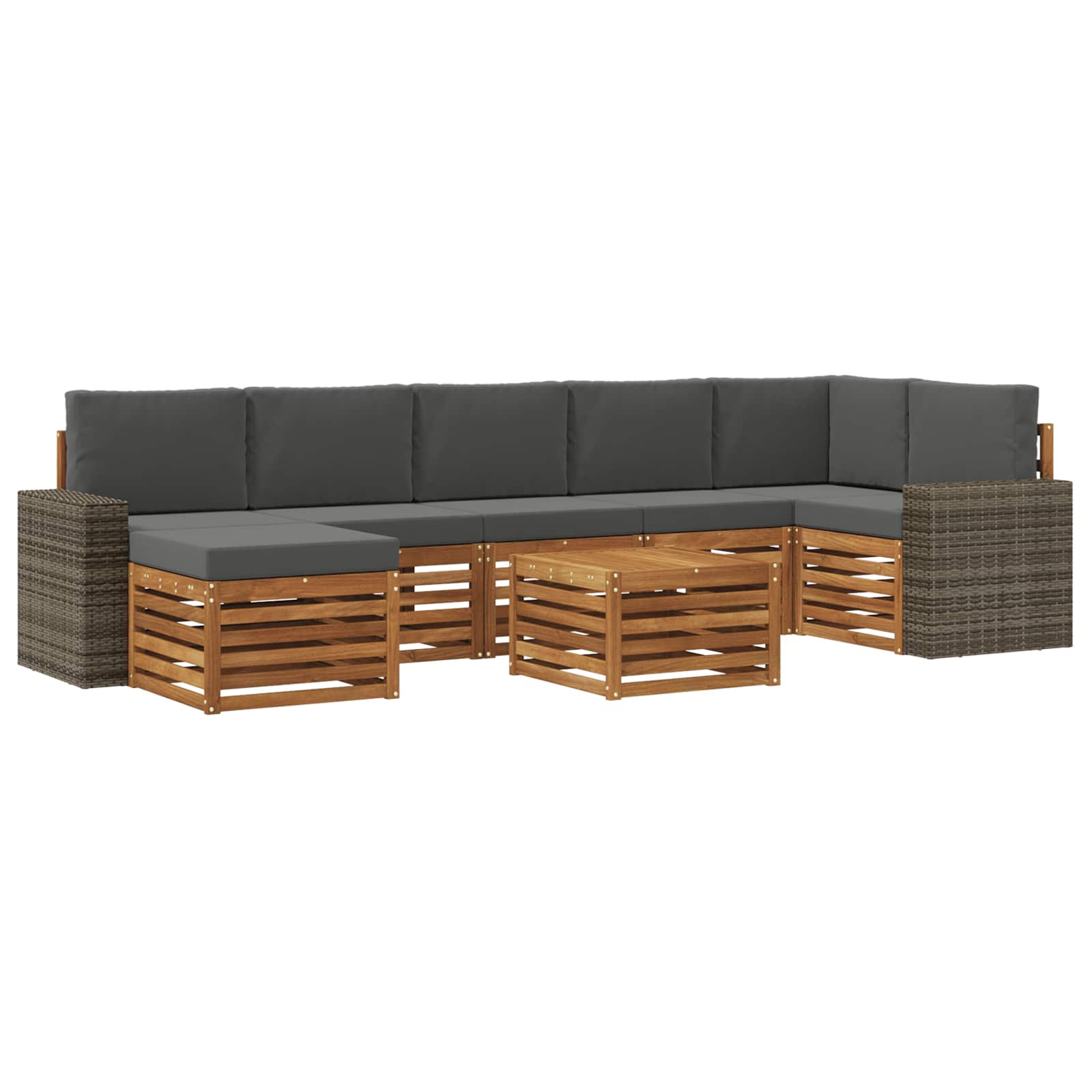 vidaXL Zestaw sof na zewnątrz z poduszką 8 pcs Naturalny i Antracytowy