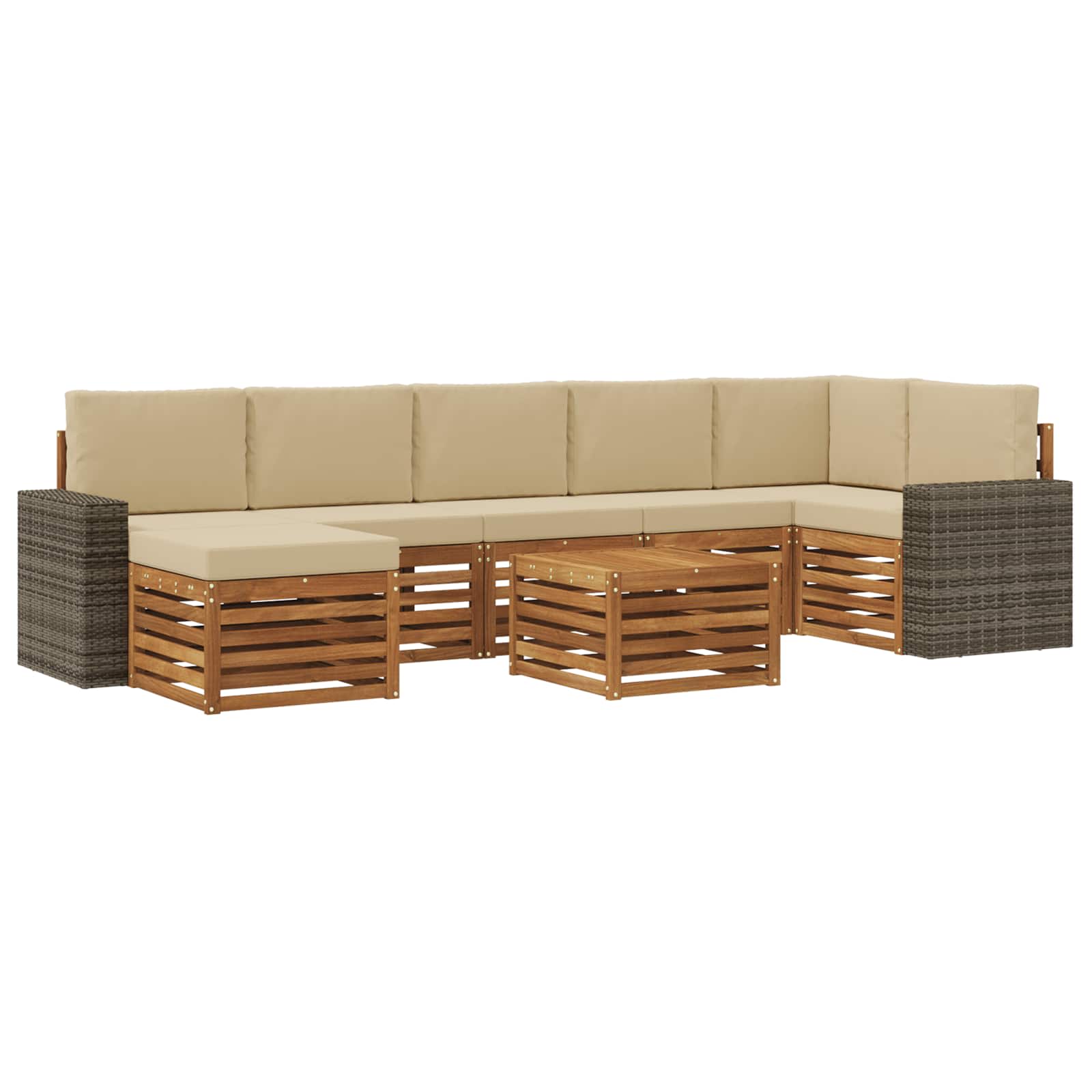 vidaXL Zestaw sof na zewnątrz z poduszką 8 pcs Naturalny i Beżowy