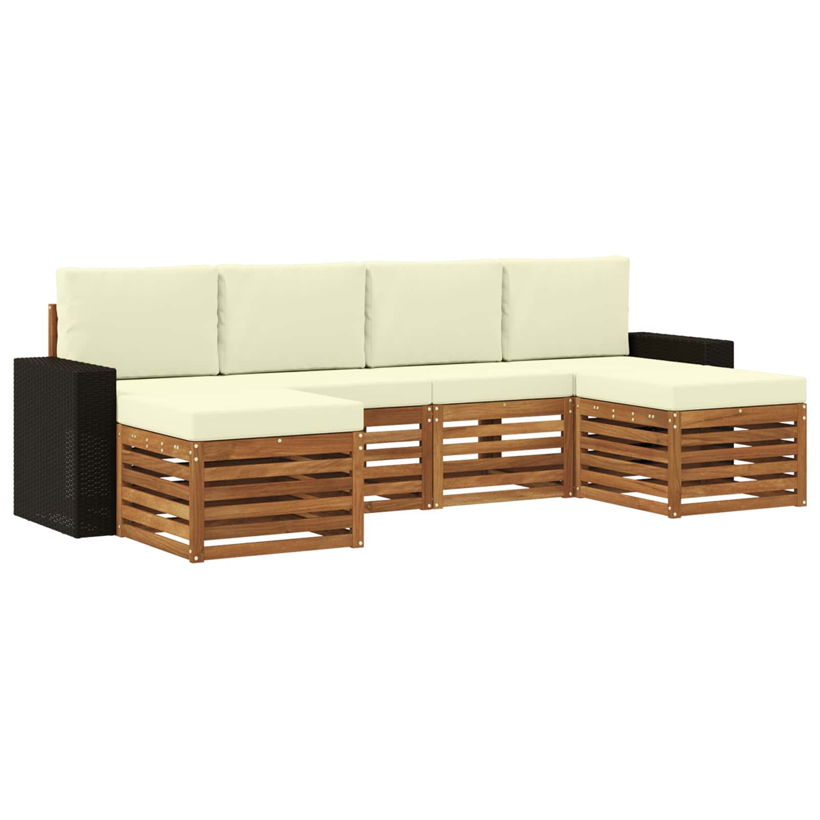 vidaXL Zestawy sof 6 pcs Naturalny i Kremowy Lite Drewno Akacji